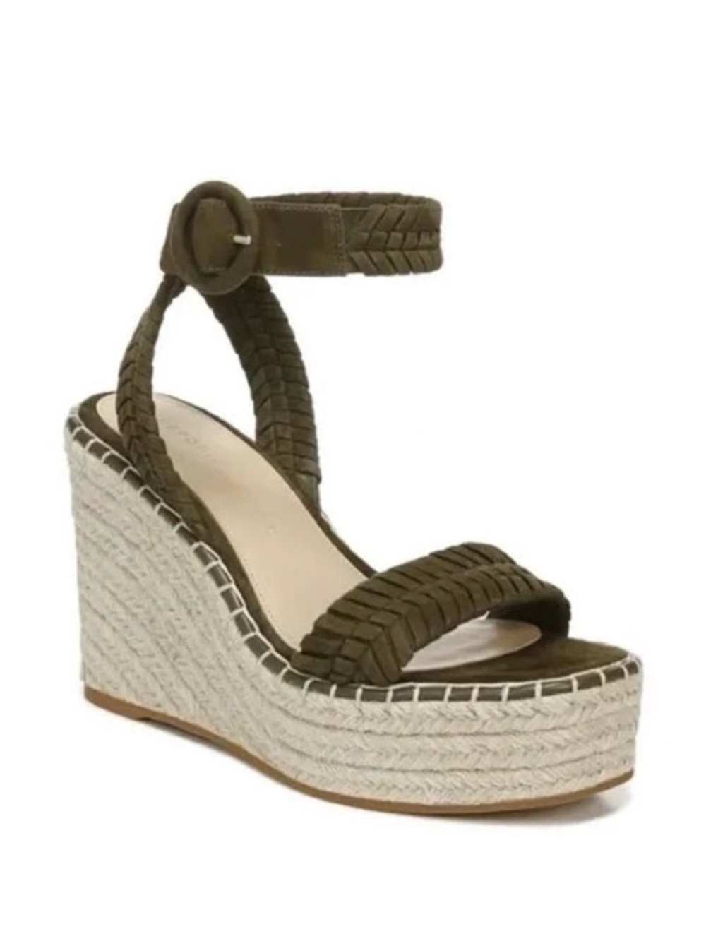 Veronica Beard Women's Rilla Espadrilles Wedge Shoes Olive Green